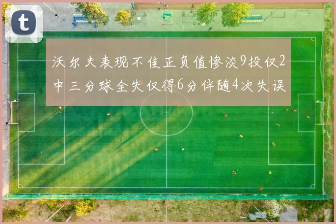 沃尔夫表现不佳正负值惨淡9投仅2中三分球全失仅得6分伴随4次失误